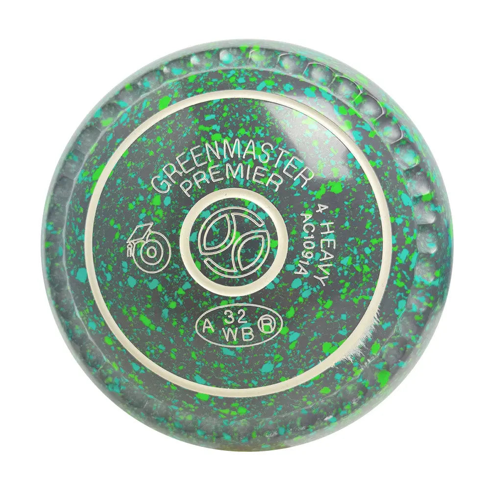 Greenmaster Premier Lawn Bowls Size 4 Heavy Gripped Grey/Blue/Lime - AC1091A - Bowls City