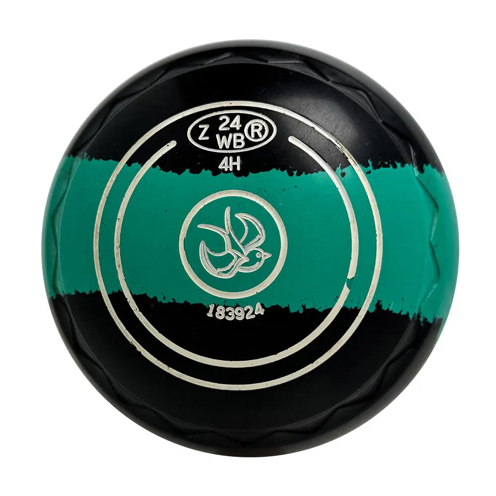 Aero (Pre-Owned) Dynamic Lawn Bowls Size 4 Heavy Z Scoop - Black/Teal Trio 183924 Aero Bowls