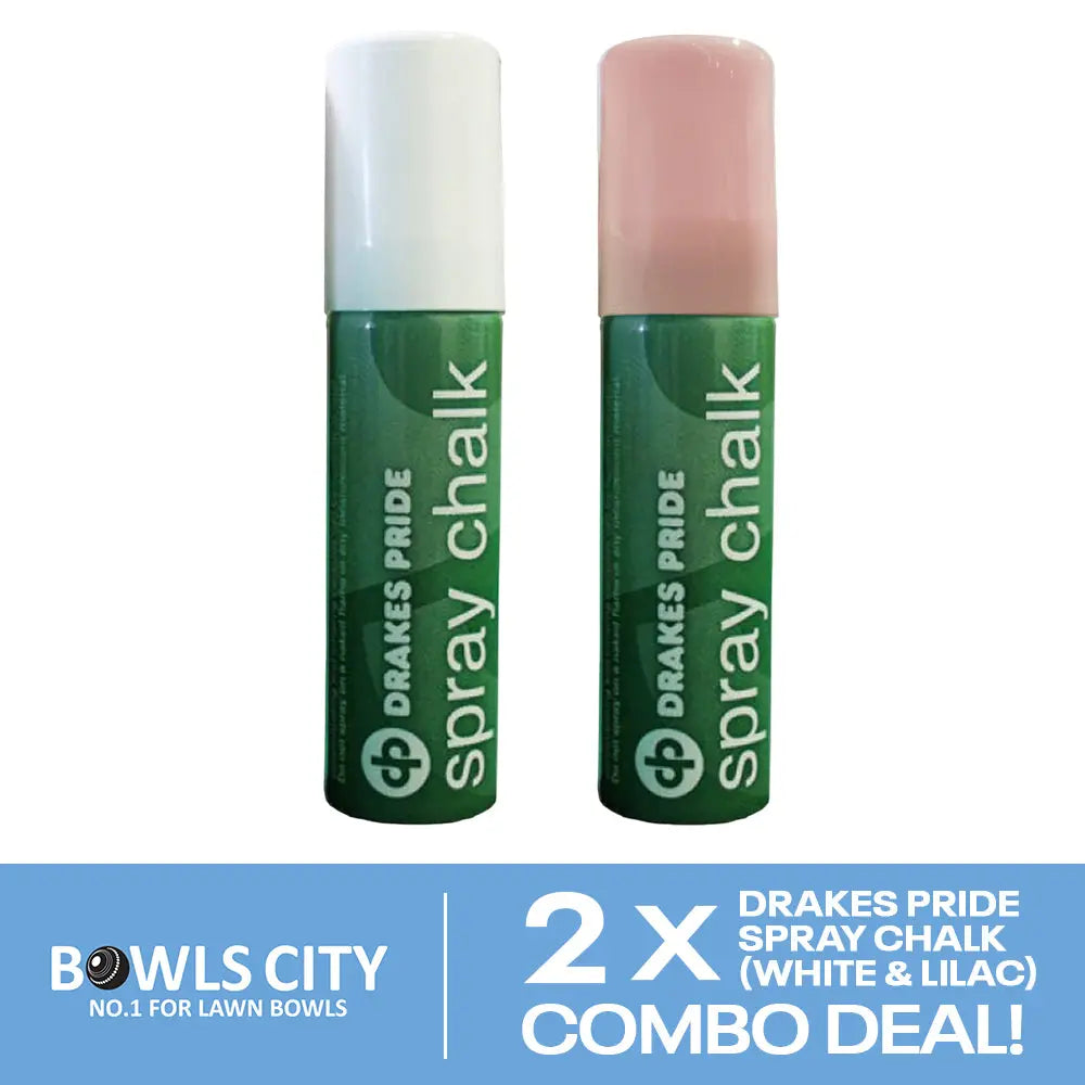 Drakes Pride Lawn Bowls WHITE & LILAC Spray Chalk - 2 Pack Combo Deal! - Bowls City