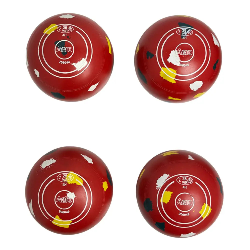 Aero (Pre-Owned) Dynamic Lawn Bowls Size 4 Heavy Non-Gripped Red Picasso 206049 Aero Bowls
