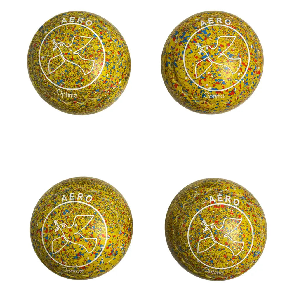 Aero (Pre-Owned) Optima Lawn Bowls 0.5 Heavy Z-Scoop Yellow Speckle -208973 - Bowls City
