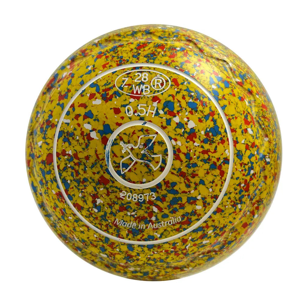 Aero (Pre-Owned) Optima Lawn Bowls 0.5 Heavy Z-Scoop Yellow Speckle -208973 - Bowls City