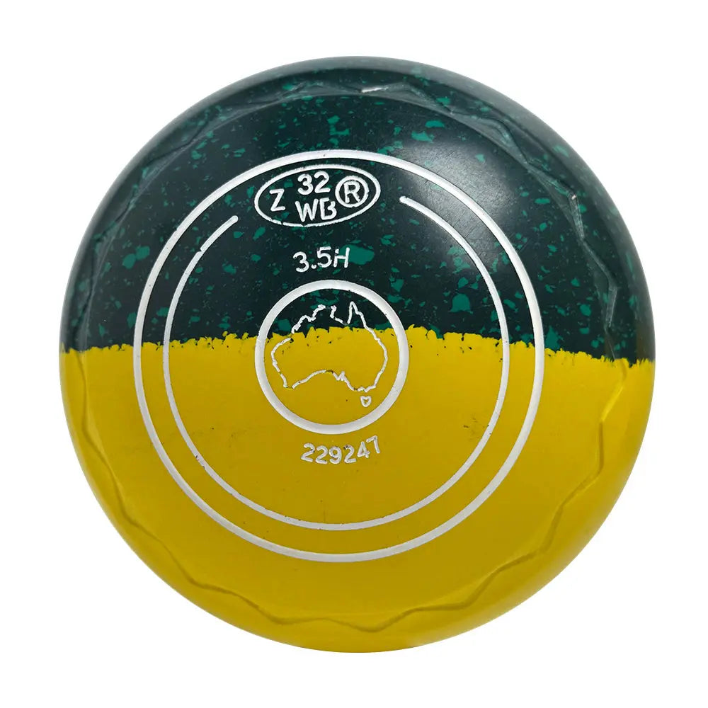 Aero (Pre-Owned) Optima Lawn Bowls 3.5 Heavy Z-Scoop Green/Yellow Duo -229247 - Bowls City