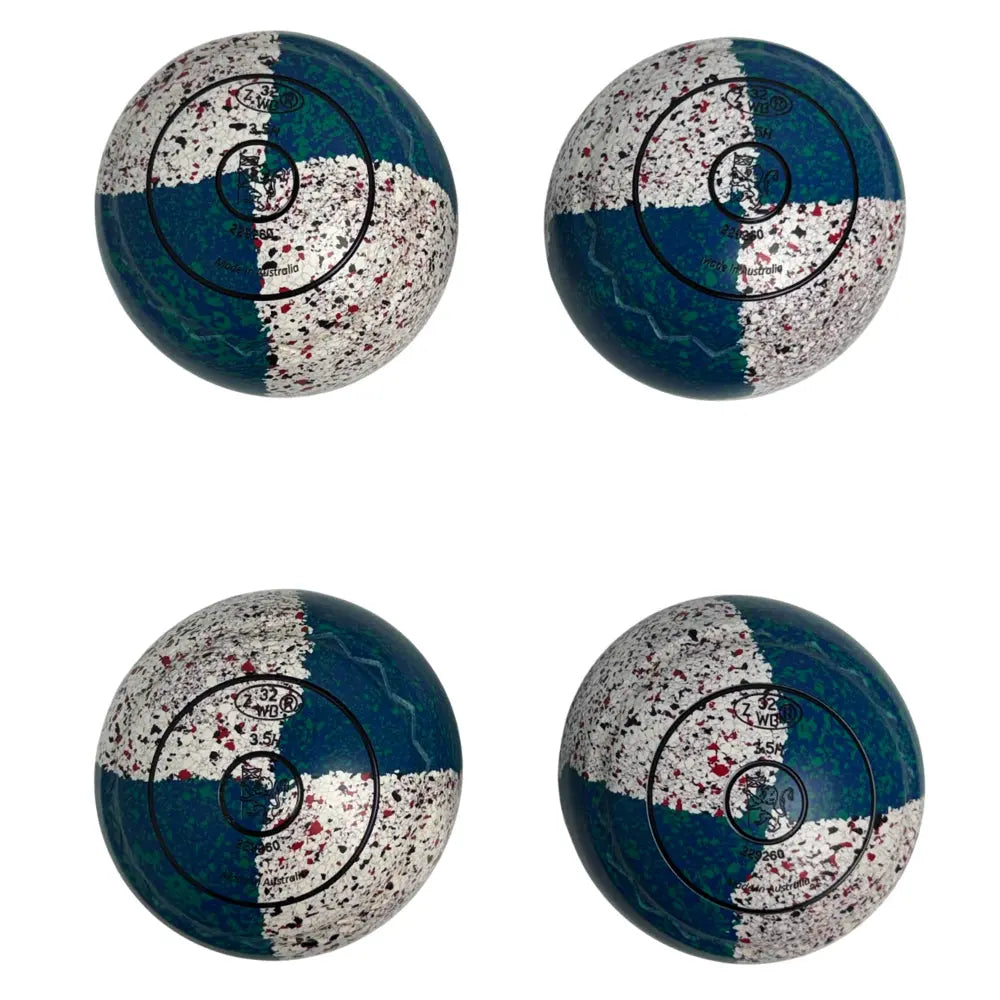 Aero (Pre-Owned) Quantum Lawn Bowls Size 3.5 Heavy Z-Scoop Blue/White Quad 229260 Aero Bowls