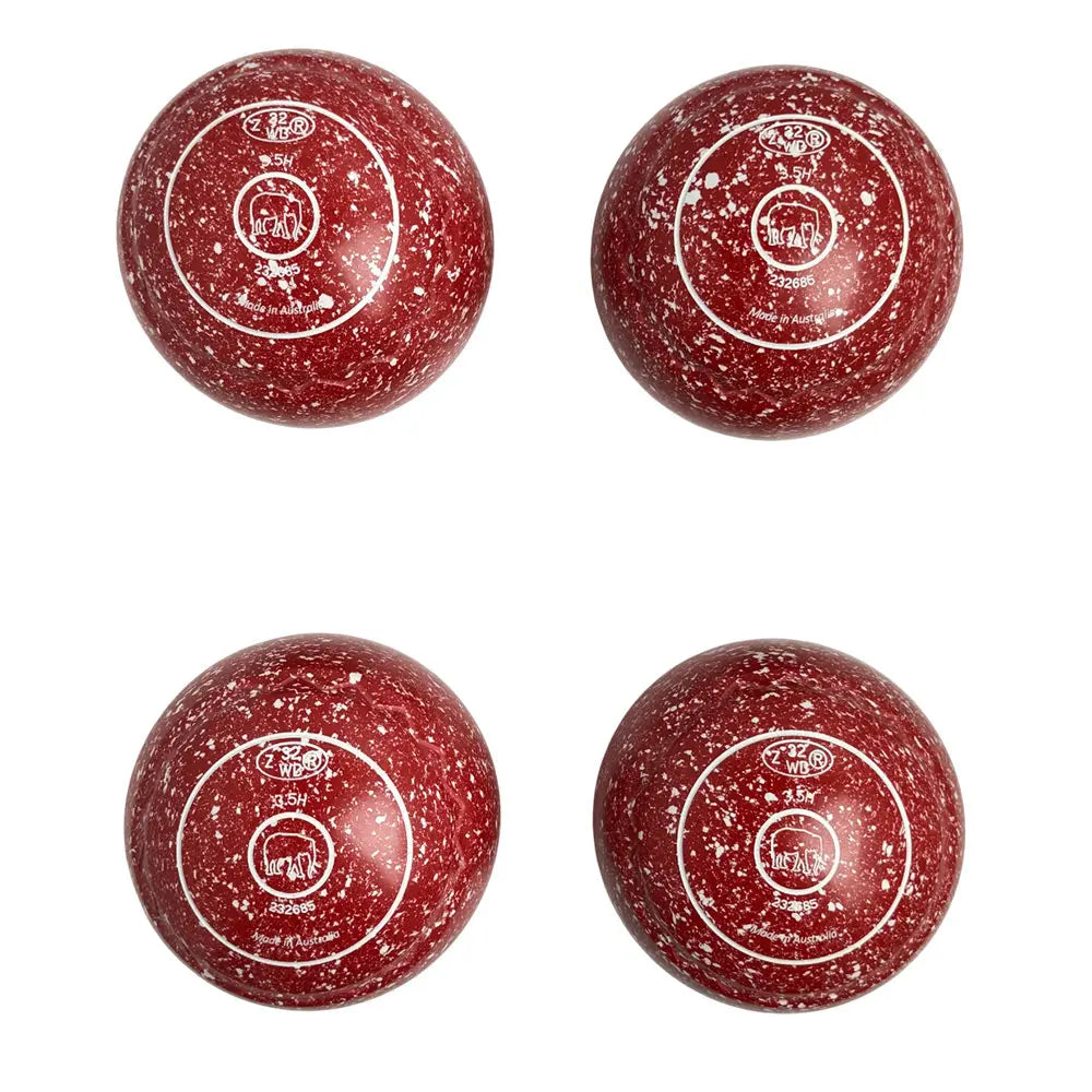 Aero (Pre-Owned) Optima Lawn Bowls Size 3.5 Heavy Z Scoop - Red/White Speckle - Bowls City