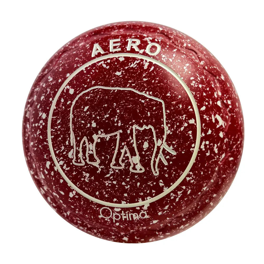 Aero (Pre-Owned) Optima Lawn Bowls Size 3.5 Heavy Z Scoop - Red/White Speckle - Bowls City