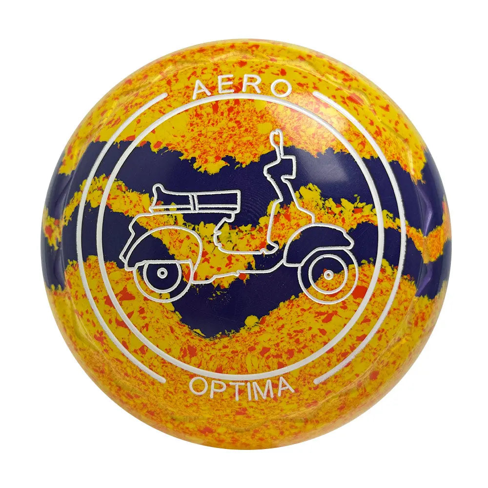 Aero Optima Lawn Bowls 2.5 Heavy Z-Scoop Solar Flare Swirl - 239856