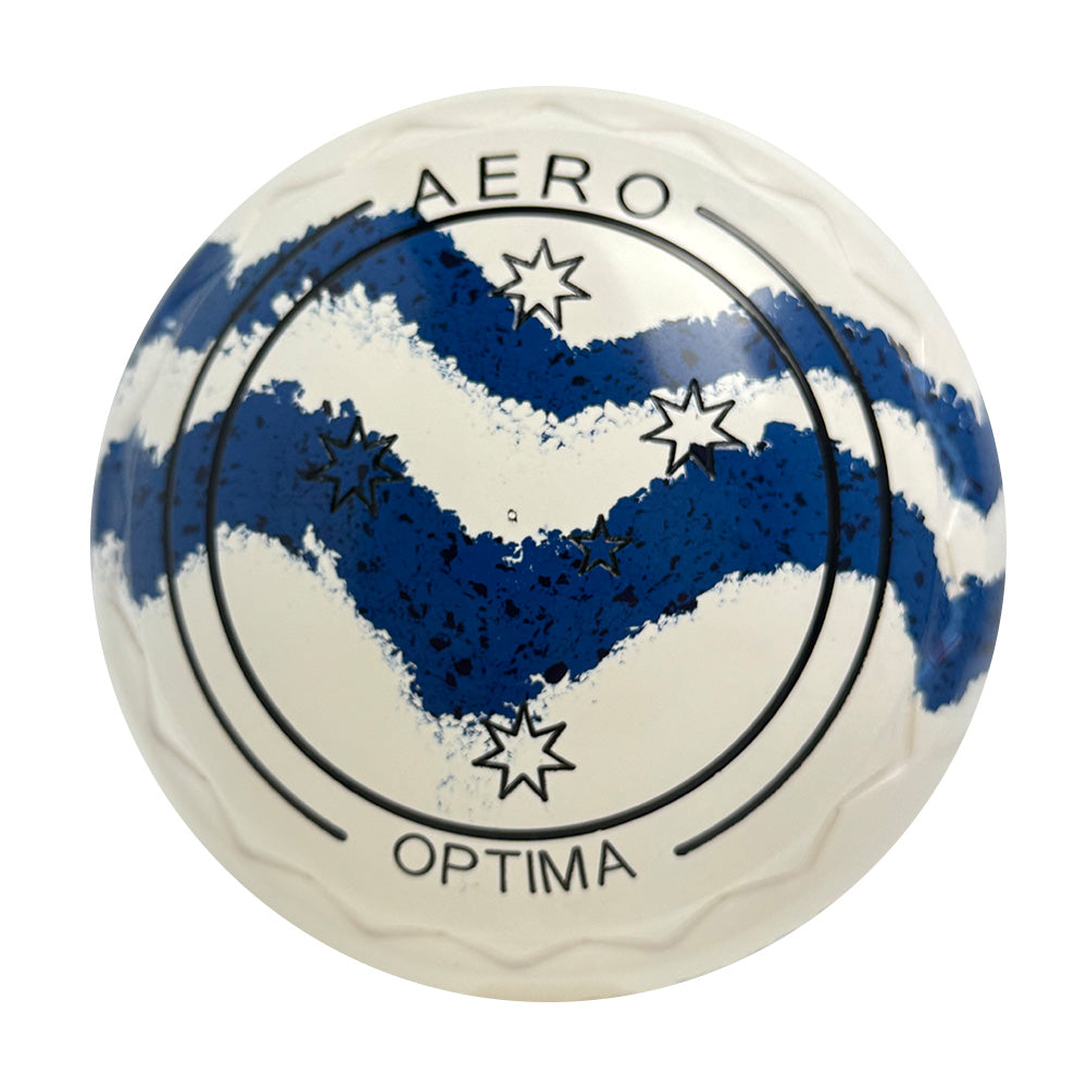 Aero Optima Lawn Bowls 4 Heavy Z-Scoop White/Ocean Swirl - 260051