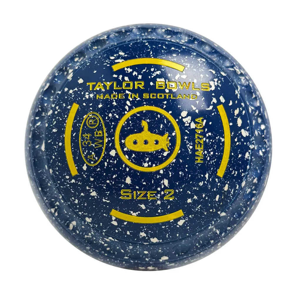 Taylor SR Lawn Bowls Size 2 Heavy Gripped Blue/White - HAE2716A Taylor
