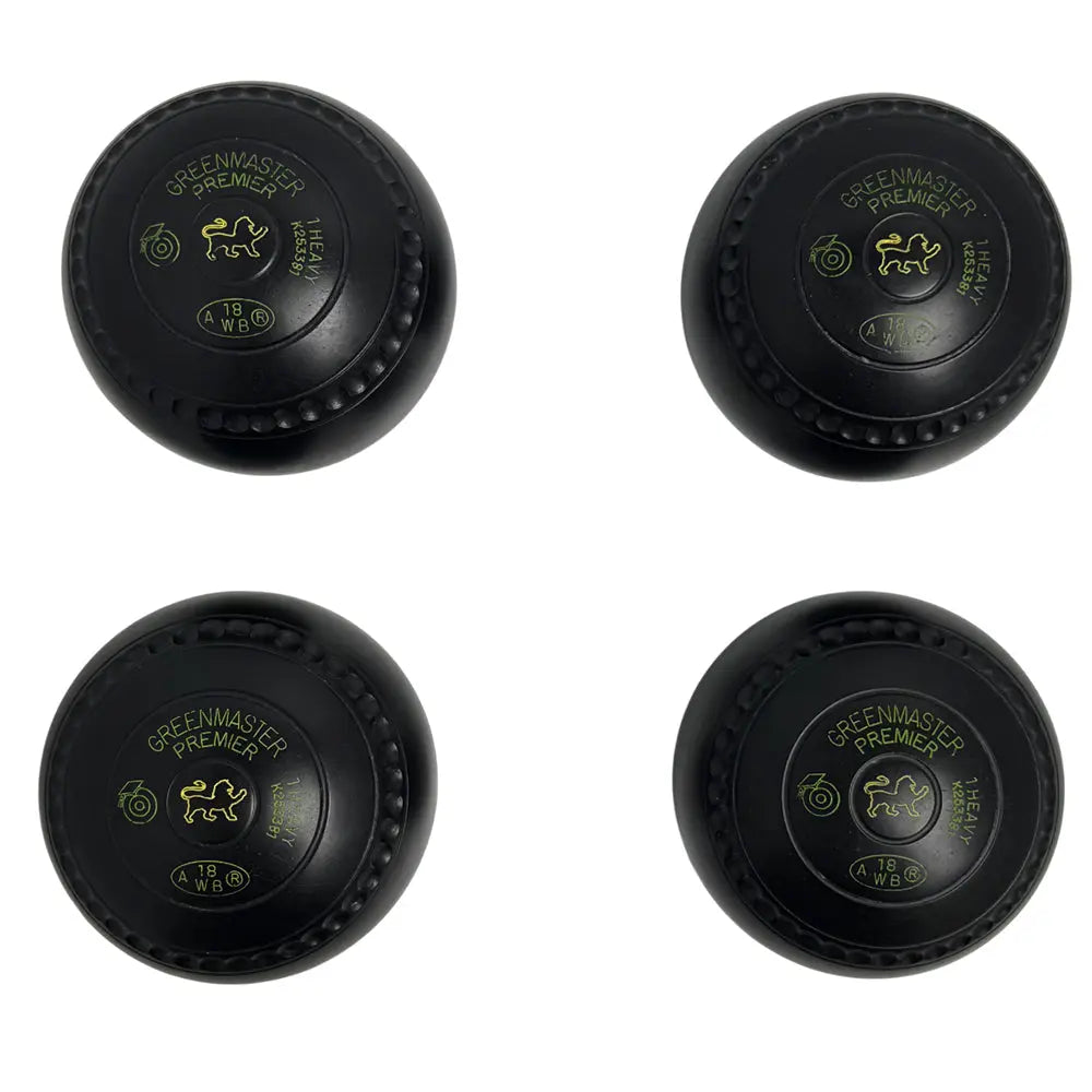 Greenmaster (Pre-Owned) Premier Lawn Bowls Size 1 Heavy Gripped - Black - K253381 Greenmaster
