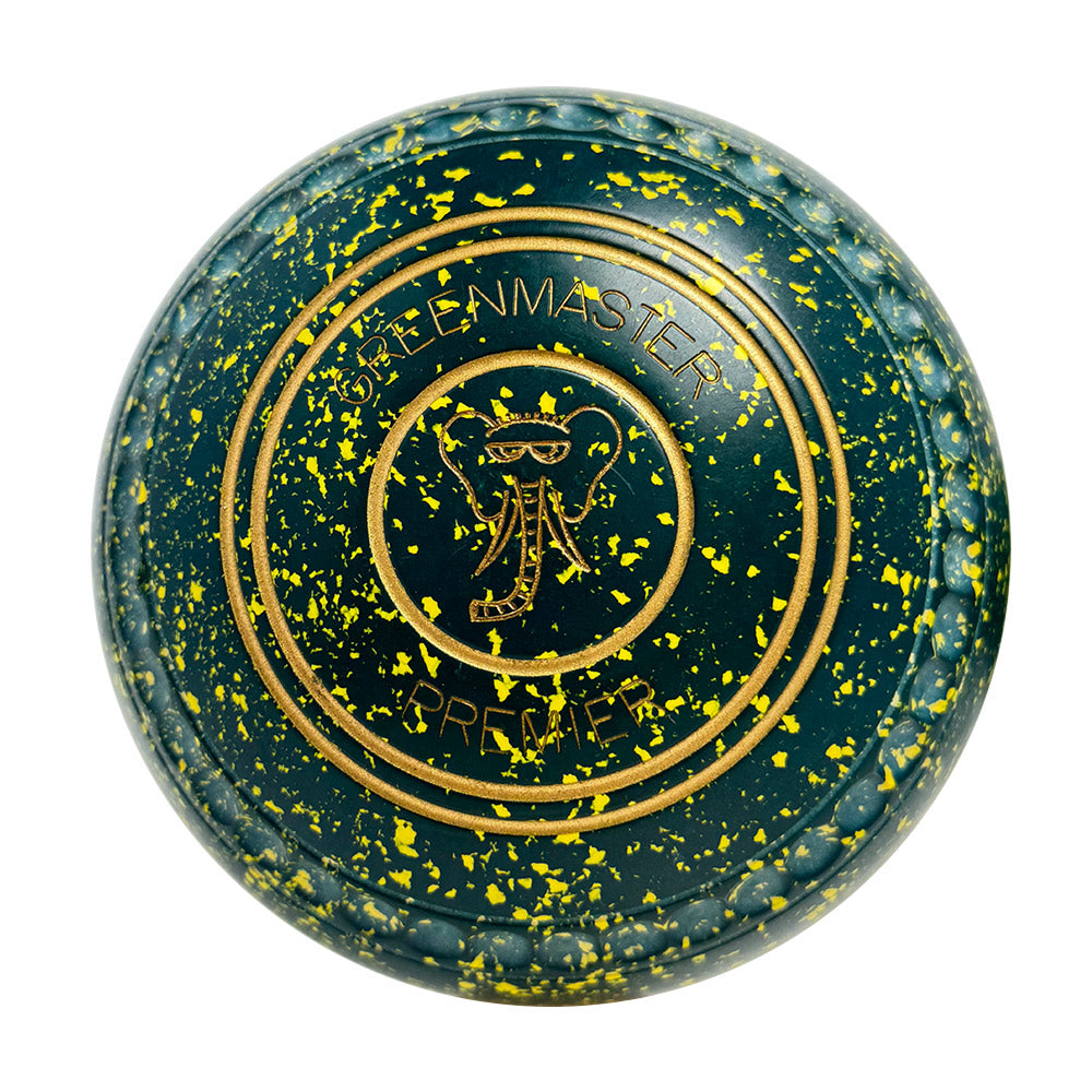 Greenmaster (Pre-Owned) Premier Lawn Bowls Size 3 Heavy Gripped - Green/Yellow K263847