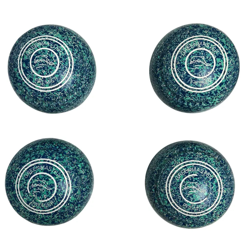 Greenmaster (Pre-Owned) Premier Lawn Bowls Size 1 Heavy Gripped - Lime/Blue - P364943 - Bowls City