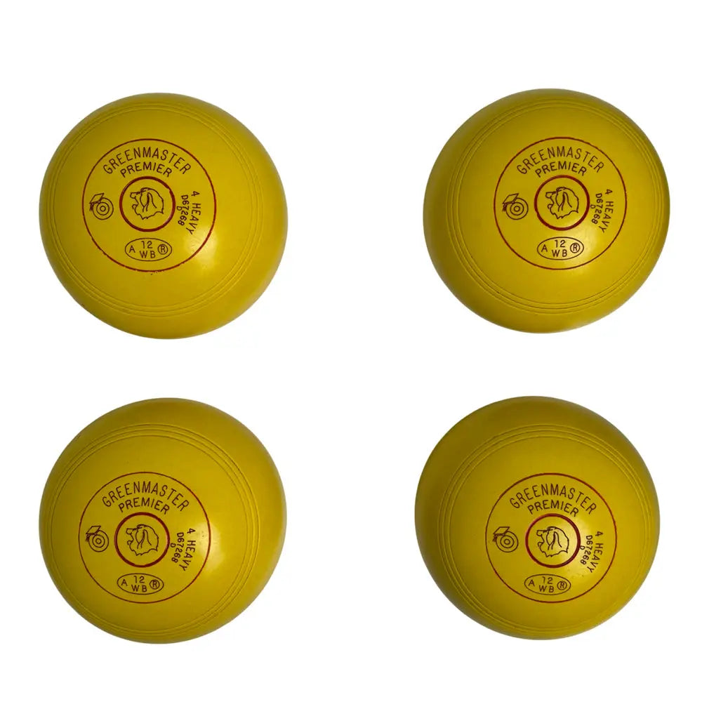 Greenmaster (Pre-Owned) Premier Lawn Bowls Size 4 Heavy Non-Gripped Yellow - D67268D Greenmaster