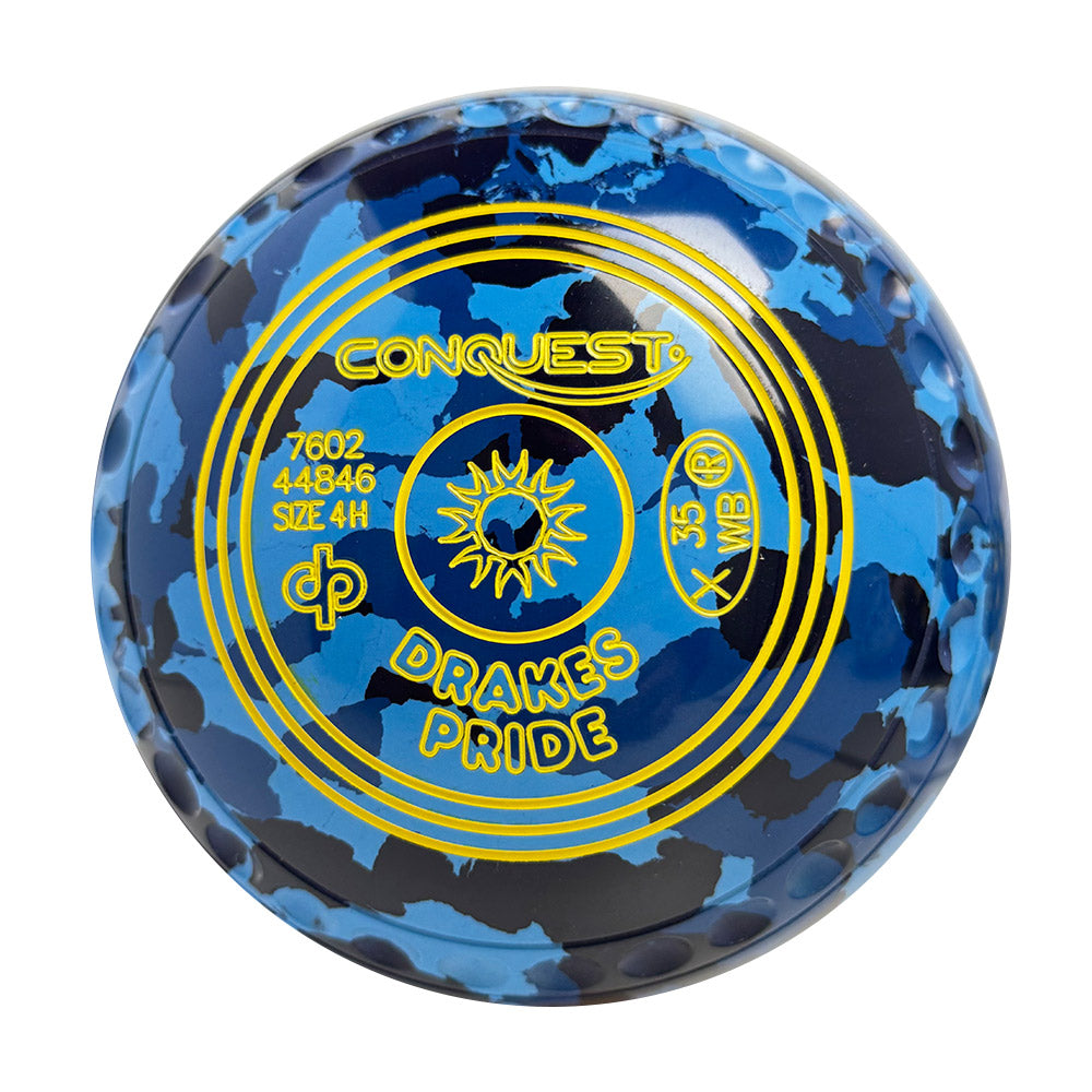 Drakes Pride Conquest Lawn Bowls Size 4 Heavy Gripped - Camo Marine - 7602-44846