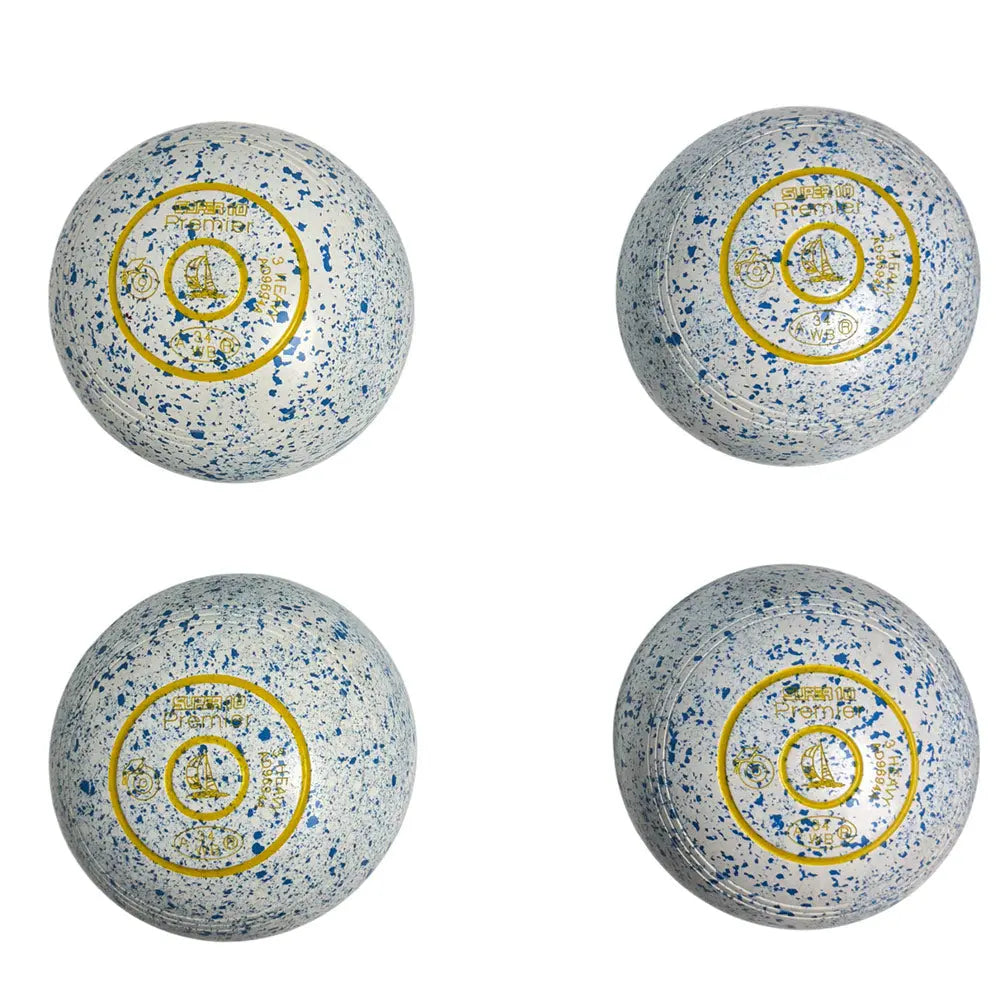 Greenmaster (Pre-Owned) Super 10 Premier Lawn Bowls Size 3 Heavy Non-Gripped - White/Blue - AD9694A Greenmaster