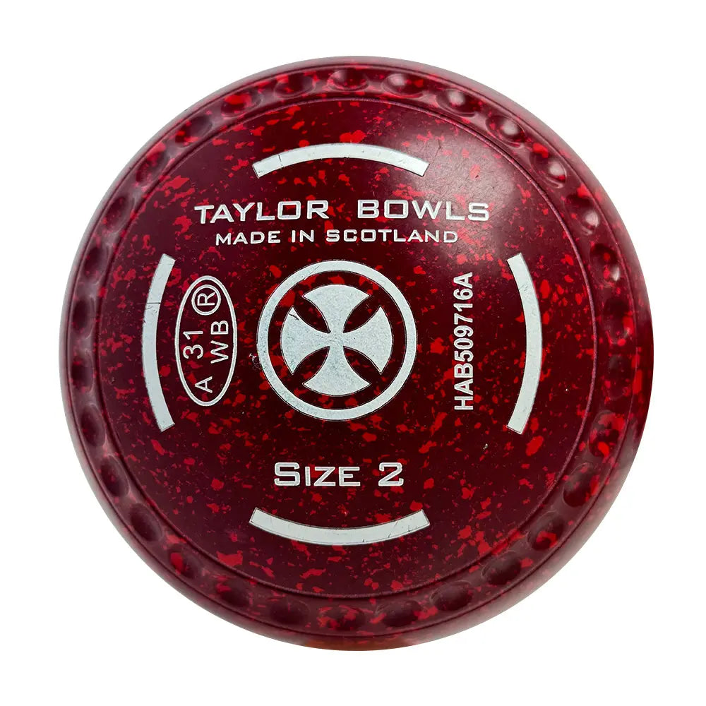 Taylor (Pre-Owned) Redline SR Lawn Bowls Size 2 Heavy Gripped - Maroon/Red Speckle HAB509716A - Bowls City