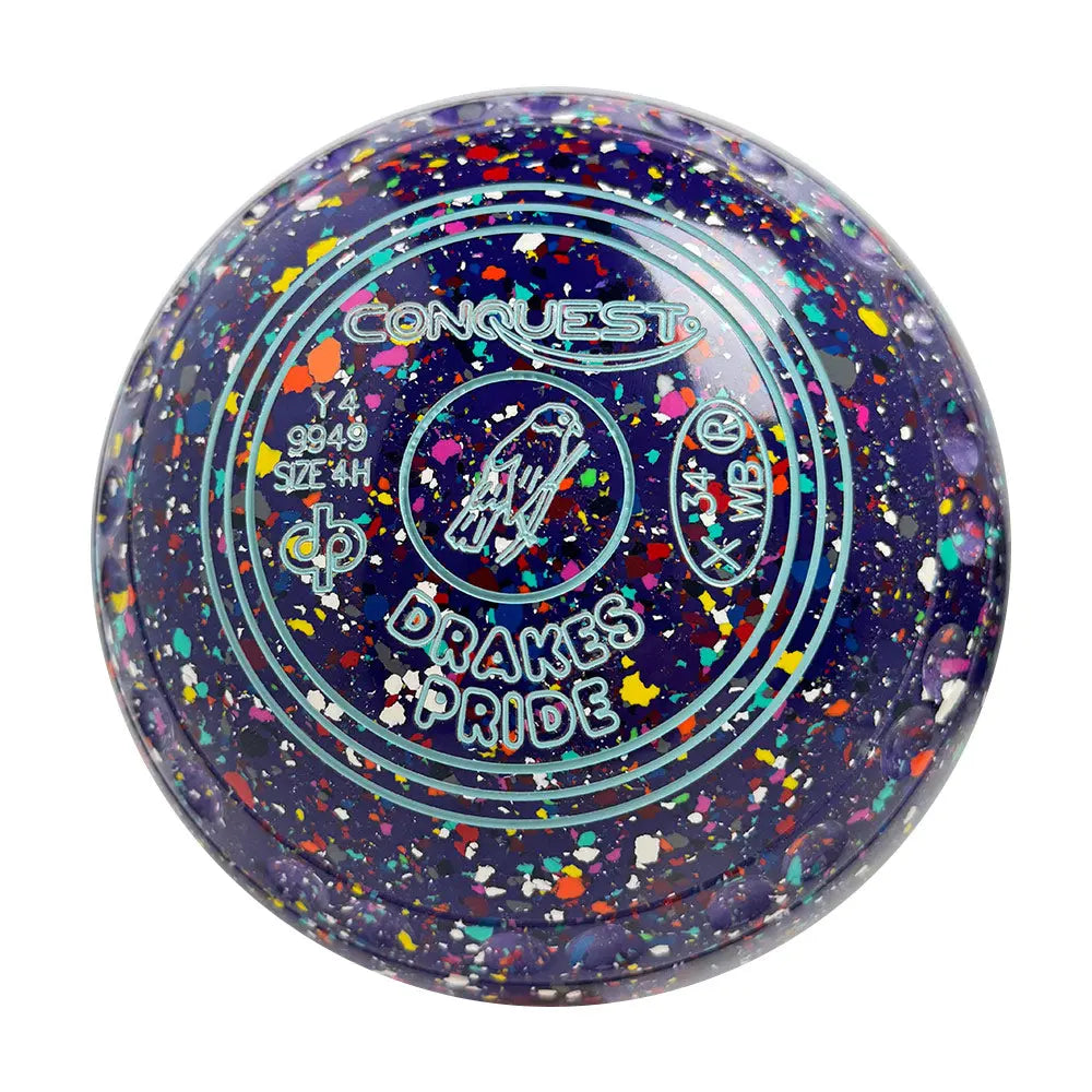 Drakes Pride Conquest Lawn Bowls Size 4 Heavy Gripped Purple/Harlequin Y4-9949 Drakes Pride
