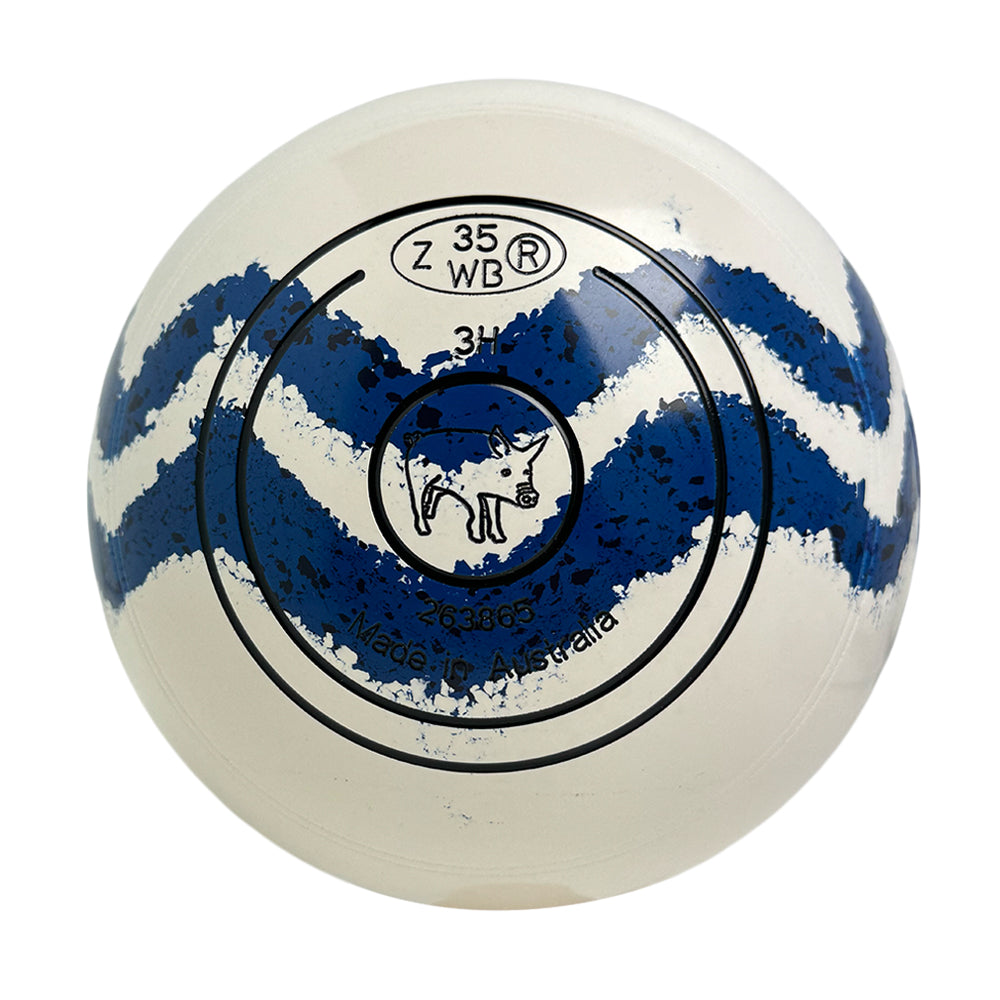Aero Optima Lawn Bowls 3 Heavy Non-Gripped White/Ocean Swirl -263865