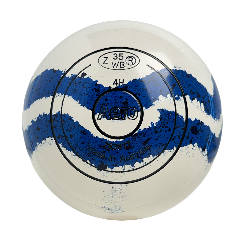 Aero Optima Lawn Bowls 4 Heavy Z-Scoop White/Ocean Swirl - 263877