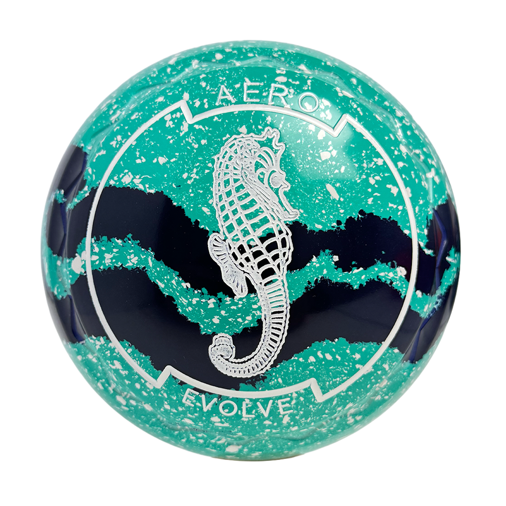 Aero Evolve Lawn Bowls 2.5 Heavy Z-Scoop Tiffany/Dark Blue Swirl - 261985