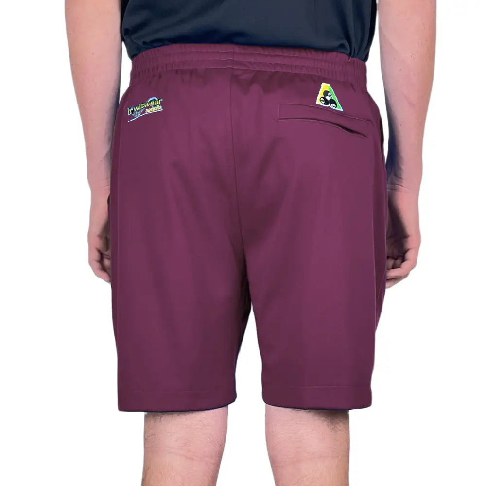 Bowlswear Australia Mens Comfortfit Short BA Logo - Maroon - Bowls City