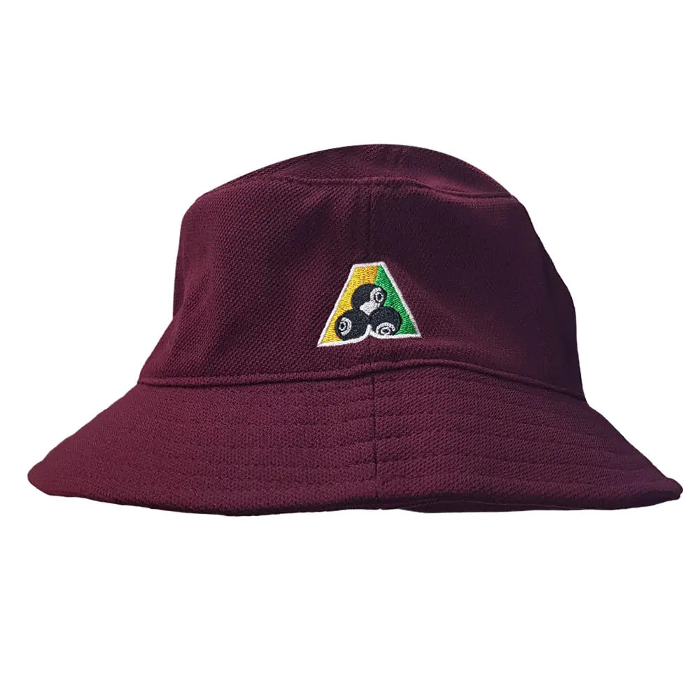 Bowlswear Australia Pique Mesh Bucket Hat BA Logo - Maroon - Bowls City