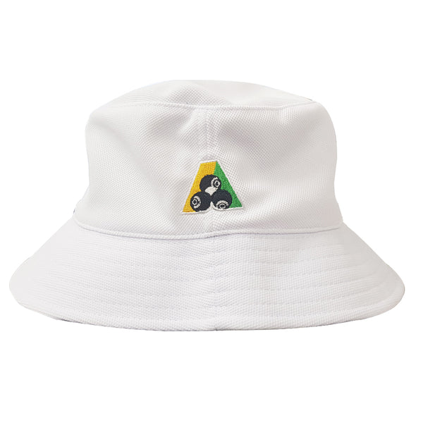 Bowlswear Australia Pique Mesh Bucket Hat BA Logo White Bowls City