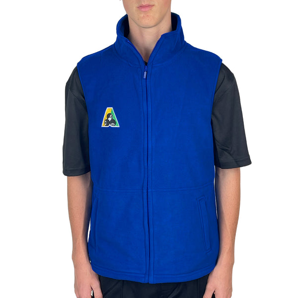 Bowlswear Australia Unisex Fleecy Vest BA Logo Royal Blue Bowls