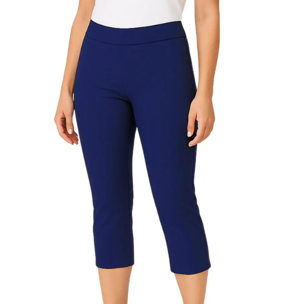 Holland Park Ladies Stretchy Citrine Capri Pant BA Logo - Royal Blue - Bowls City