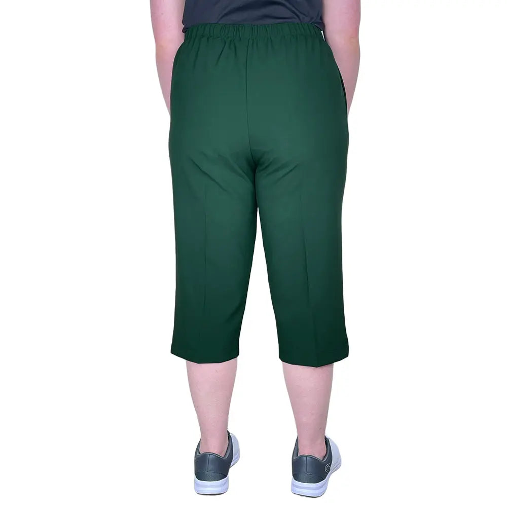 Domino Womens Lawn Bowls Pedal Pusher BA Logo - Bottle Green - Bowls City
