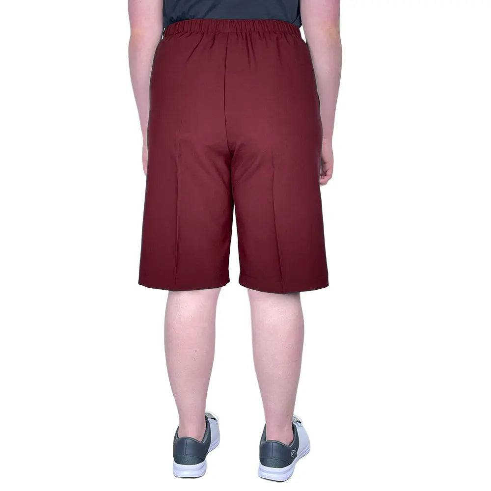 Domino Womens Lawn Bowls Shorts BA Logo - Maroon - Bowls City