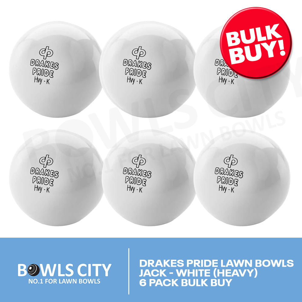 Drakes Pride Lawn Bowls Jack - White (HEAVY) 6 Pack