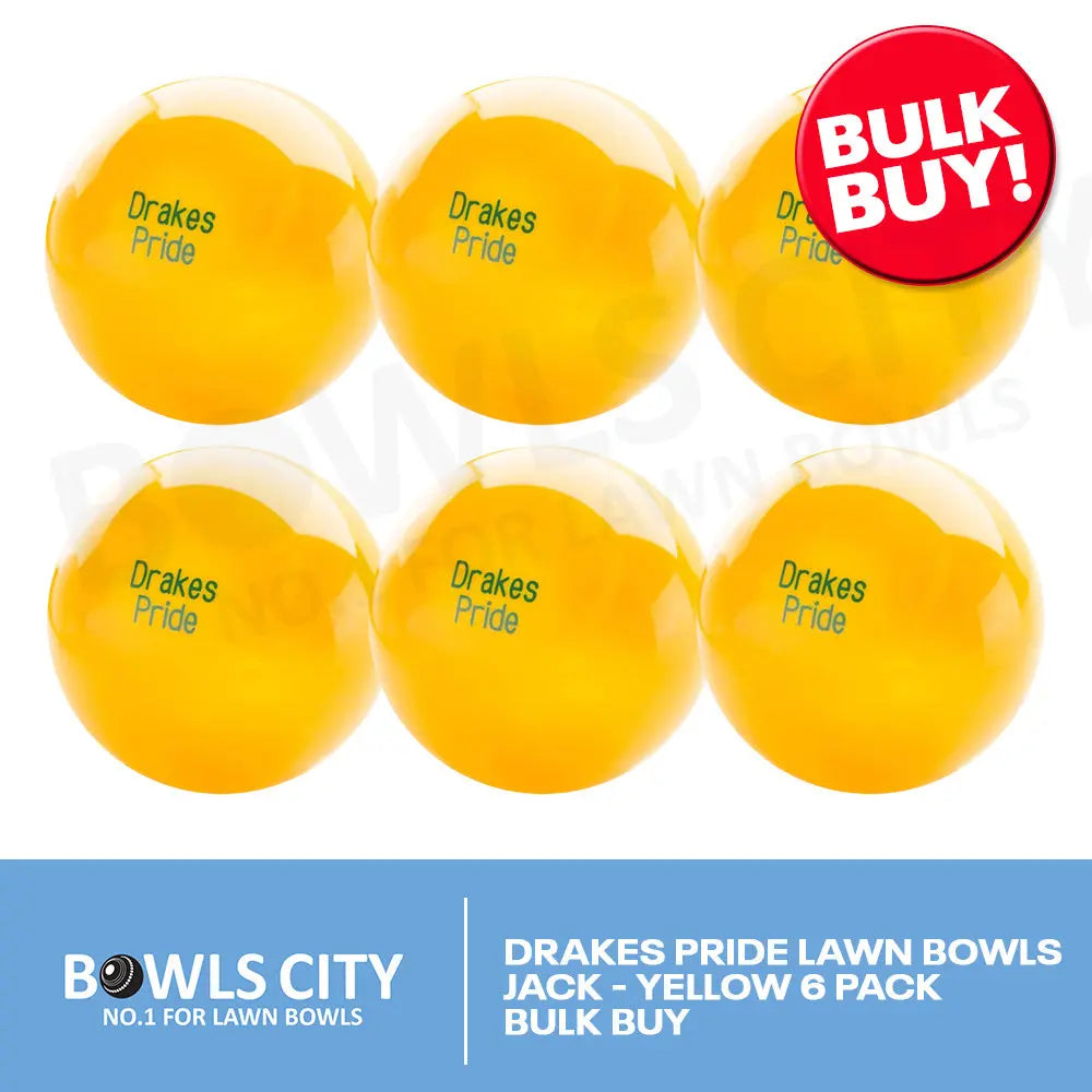 Drakes Pride Lawn Bowls Jack - Yellow 6 Pack - Bowls City