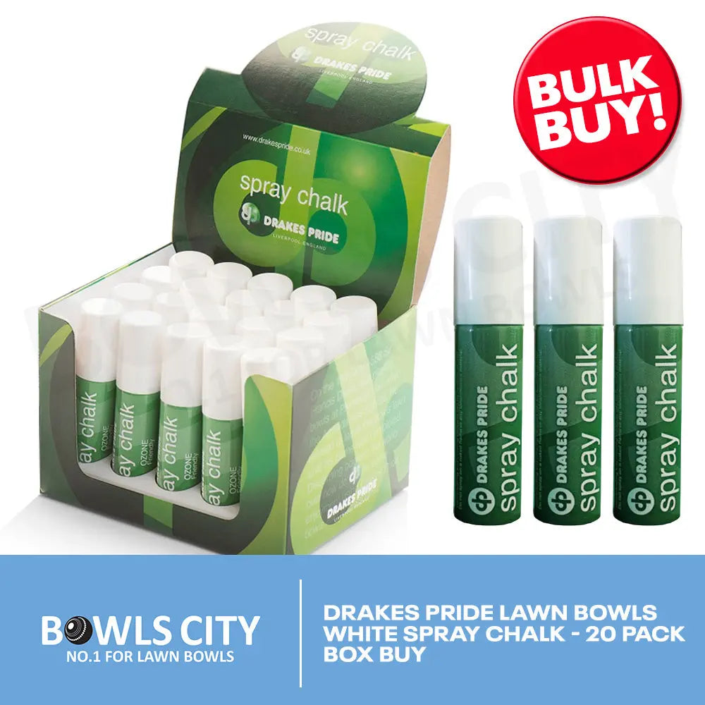 Drakes Pride Lawn Bowls White Spray Chalk - 20 Pack Bulk Buy - Bowls City