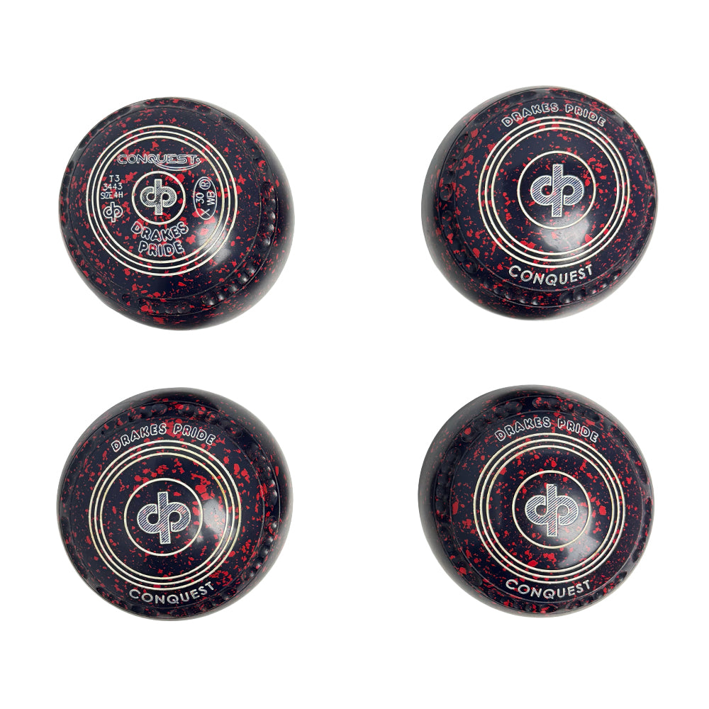 Drakes Pride (Pre-Owned) Conquest Lawn Bowls 4 Heavy Gripped Navy/Red Speckle T3-3443
