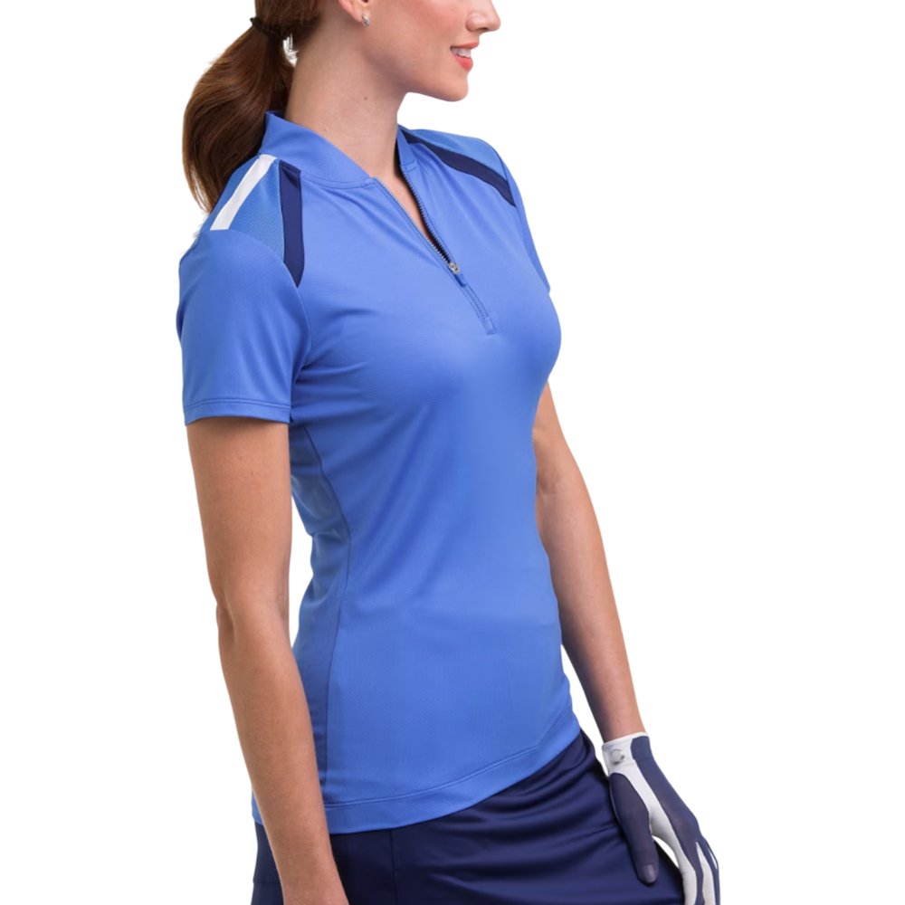 EPNY Womens Short Sleeve Polo Mandarin Collar - Regatta Multi