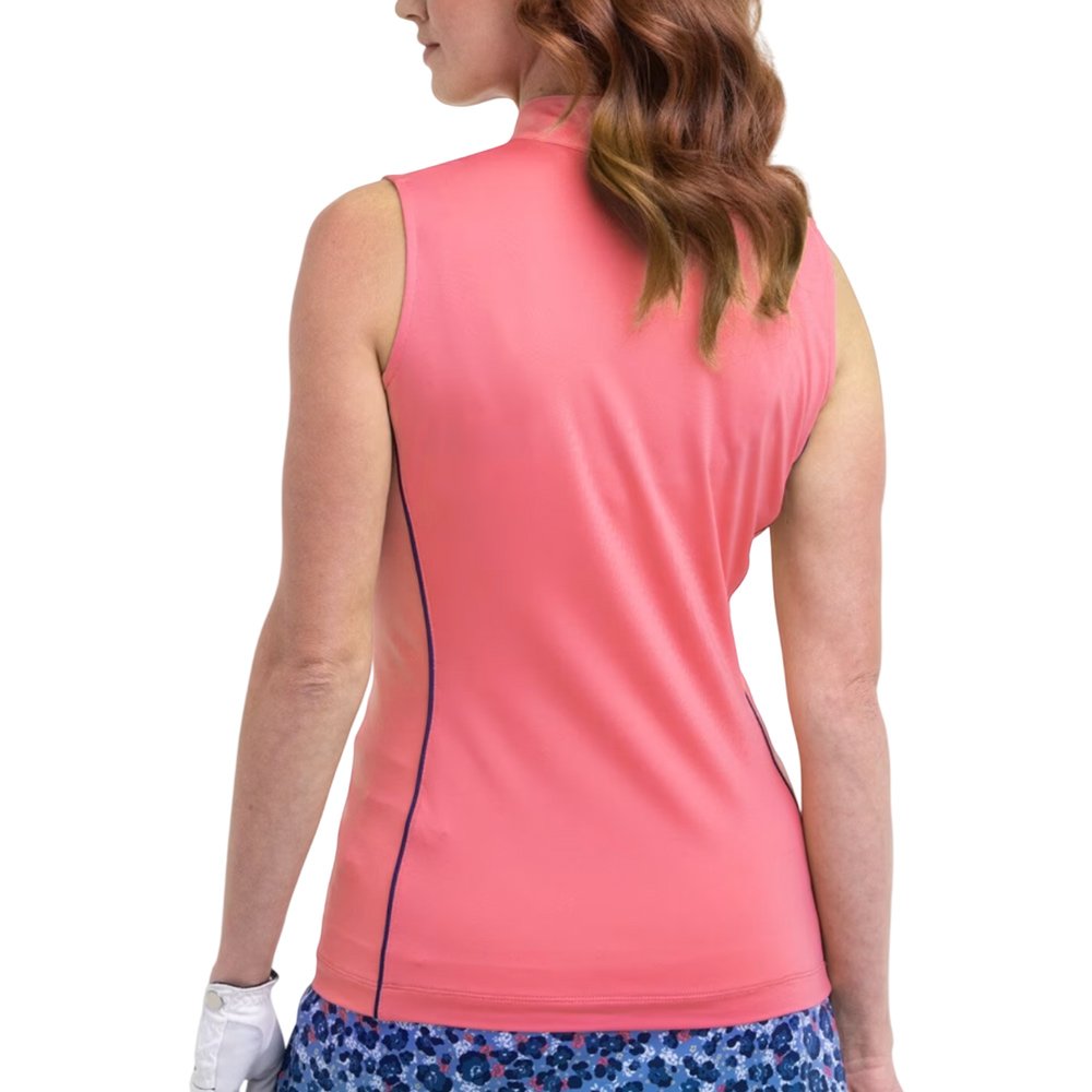 EPNY Womens Sleeveless Rib Polo - Rouge Multi