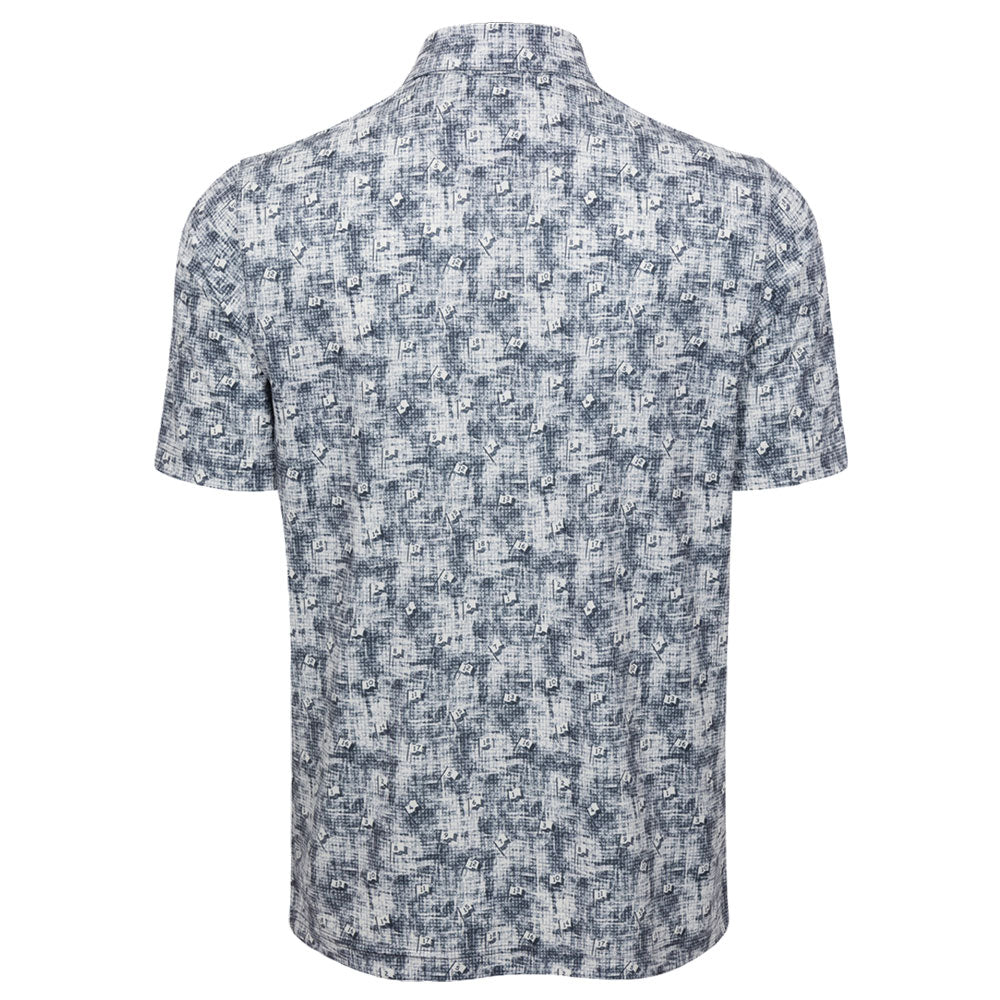 Greg Norman Mens Golf Flags Short Sleeve Polo - Black