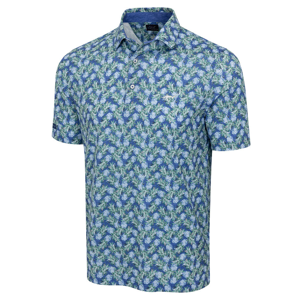 Greg Norman Mens Tropical Pina Short Sleeve Polo - Deep Blue