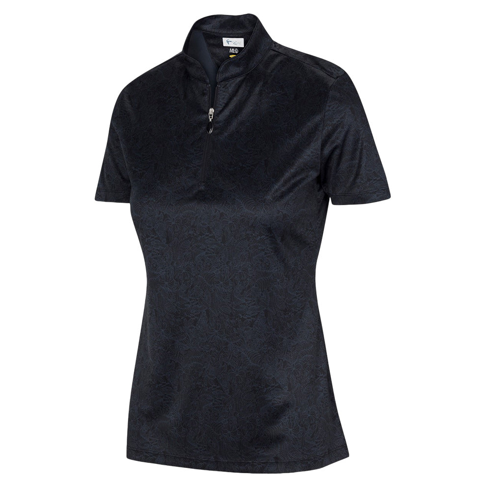 Greg Norman Ladies Menagerie Print Short Sleeve Polo - Black
