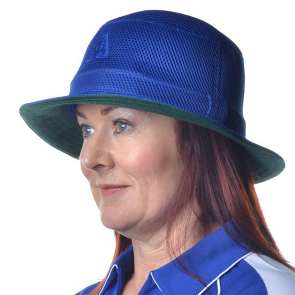 Hunter Mesh Bucket Lawn Bowls Hat BA Logo Royal Blue Bowls City