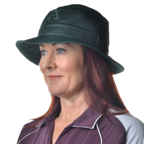 Hunter Mesh Bucket Lawn Bowls Hat BA Logo Bottle Green Bowls City