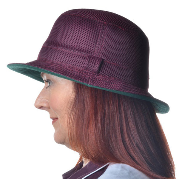 Hunter Mesh Bucket Lawn Bowls Hat BA Logo Maroon Bowls City Gold Coast