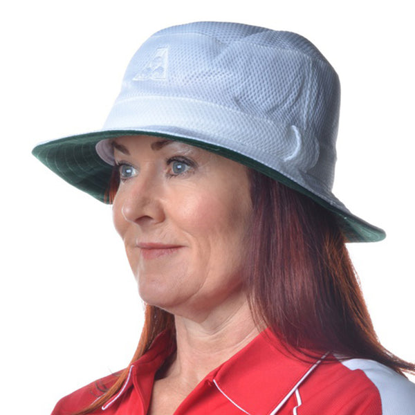 Hunter Mesh Bucket Lawn Bowls Hat BA Logo White Bowls City Gold Coast