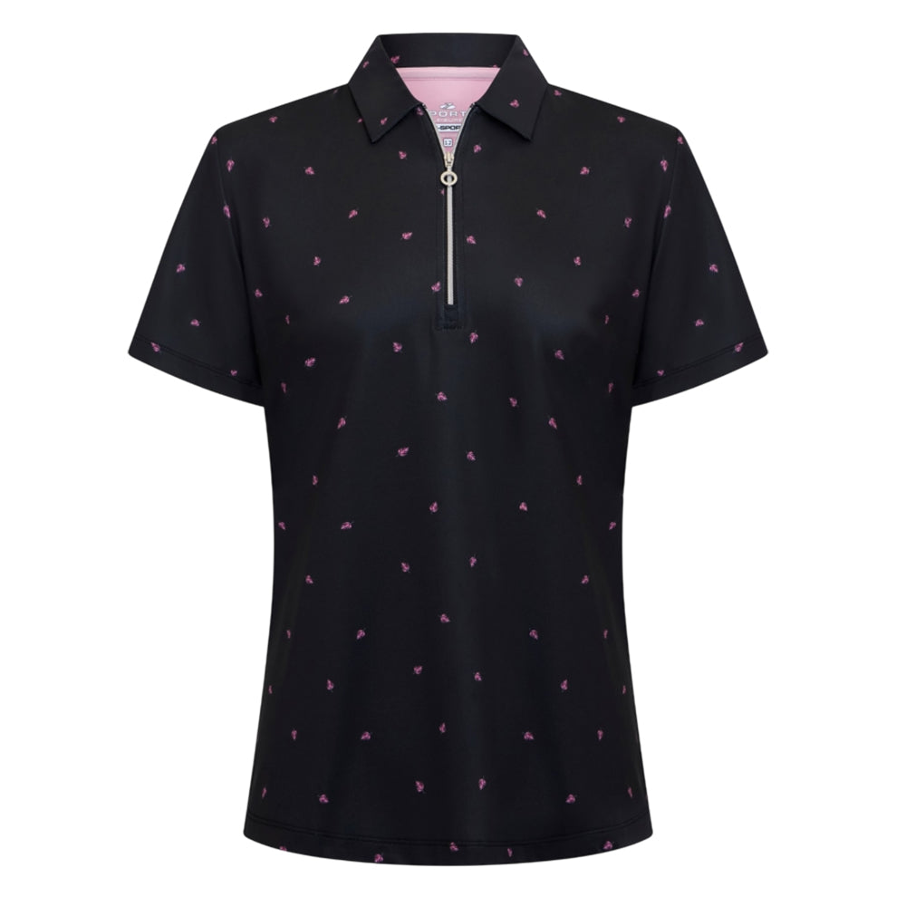 Sporte Leisure Womens Pico Palm Short Sleeve Polo - Black