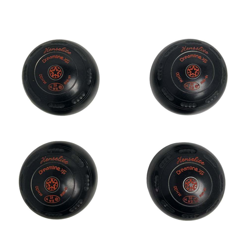 Henselite (Pre-Owned) Dreamline XG Lawn Bowls Size 00 Heavy Gripped - Black R38-91