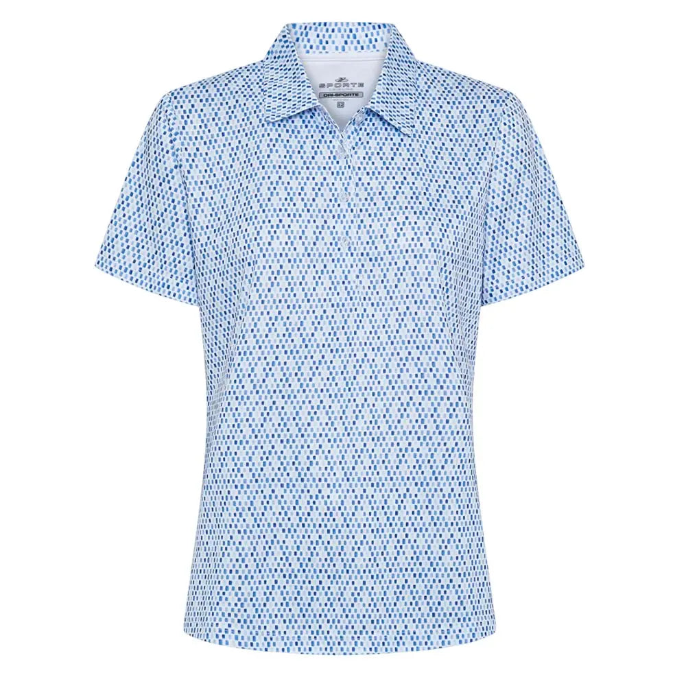 Sporte Leisure Womens Bluebell Short Sleeve Polo BA Logo - White - Bowls City