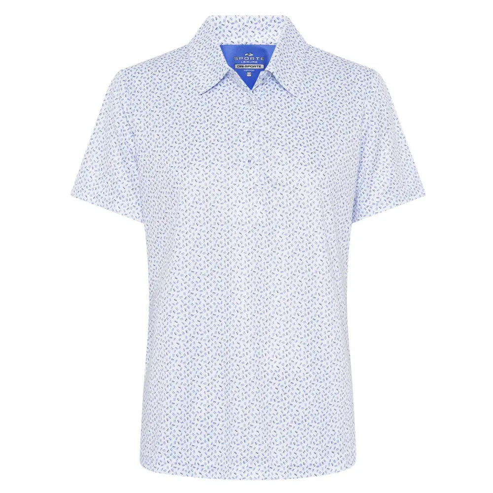 Sporte Leisure Womens Flare Short Sleeve Polo BA Logo - Blue - Bowls City