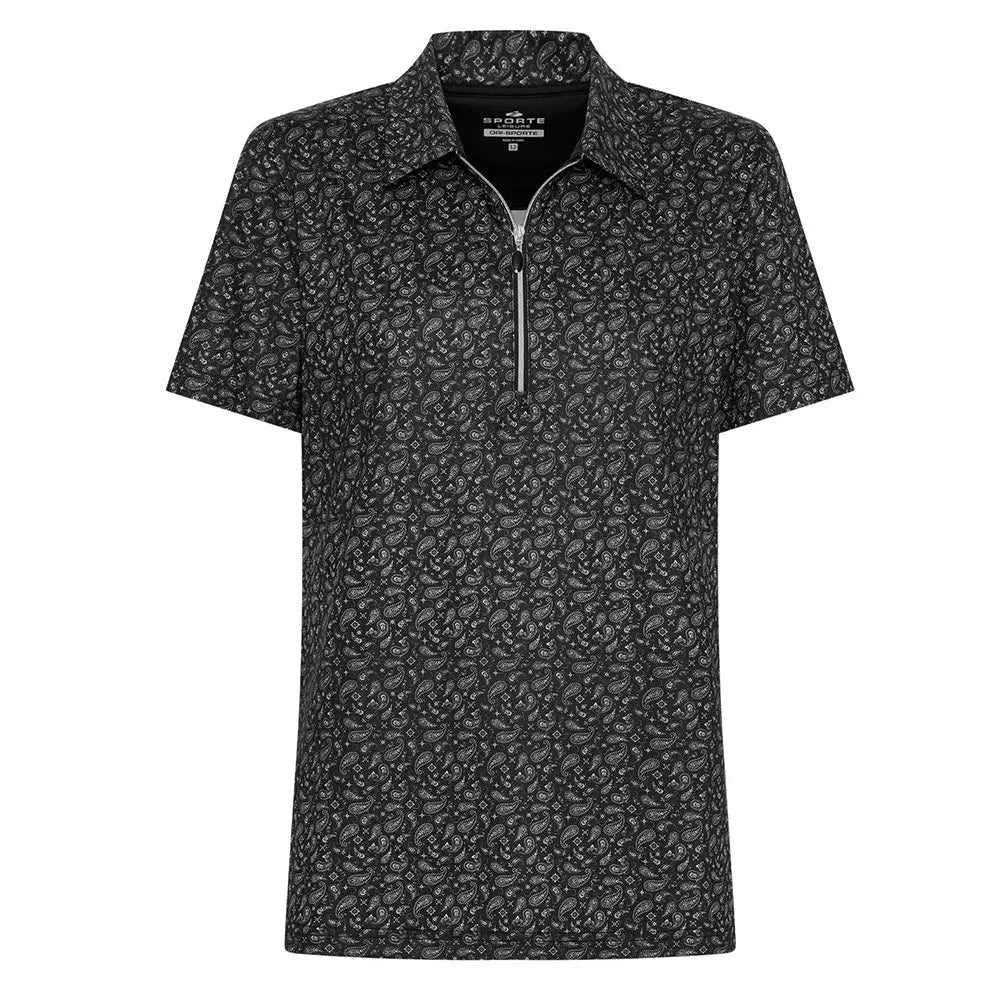 Sporte Leisure Womens Paze Short Sleeve Polo BA Logo - Black - Bowls City