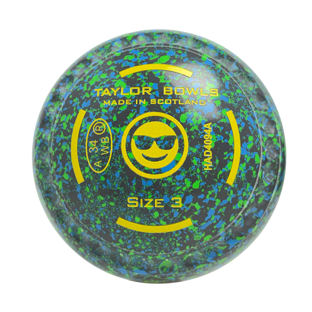 Taylor Redline SR Lawn Bowls Size 3 Heavy Gripped Grey/Blue/Lime -